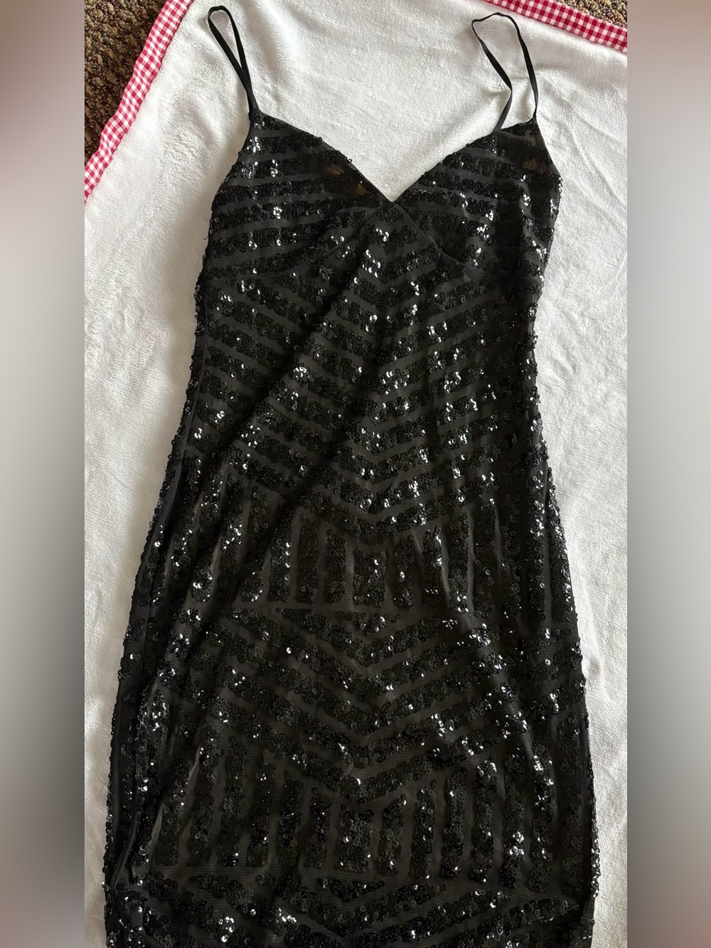 Express Black Sequin Slip Dress
